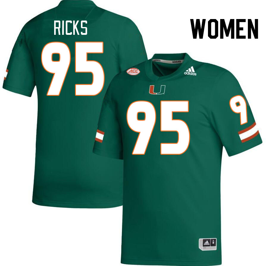 Women #95 Cooper Ricks Miami Hurricanes College Football Jerseys Stitched-Green